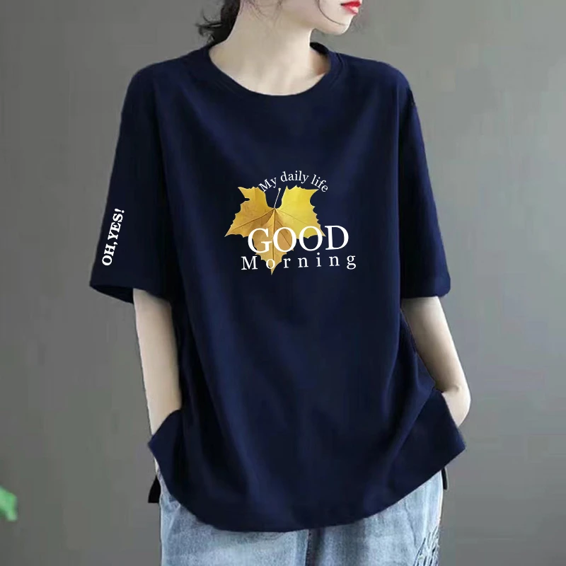 100%纯棉夏季新款短袖圆领T恤女胖妹妹大码宽松显瘦遮肉百搭上衣T