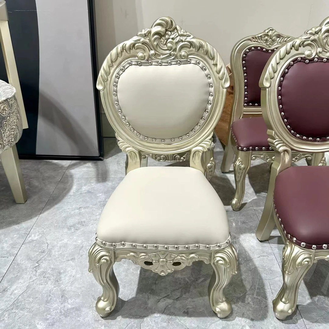 美式轻奢小孩椅法式椅子凳子书椅雕花靠背椅欧式家用酒店餐厅