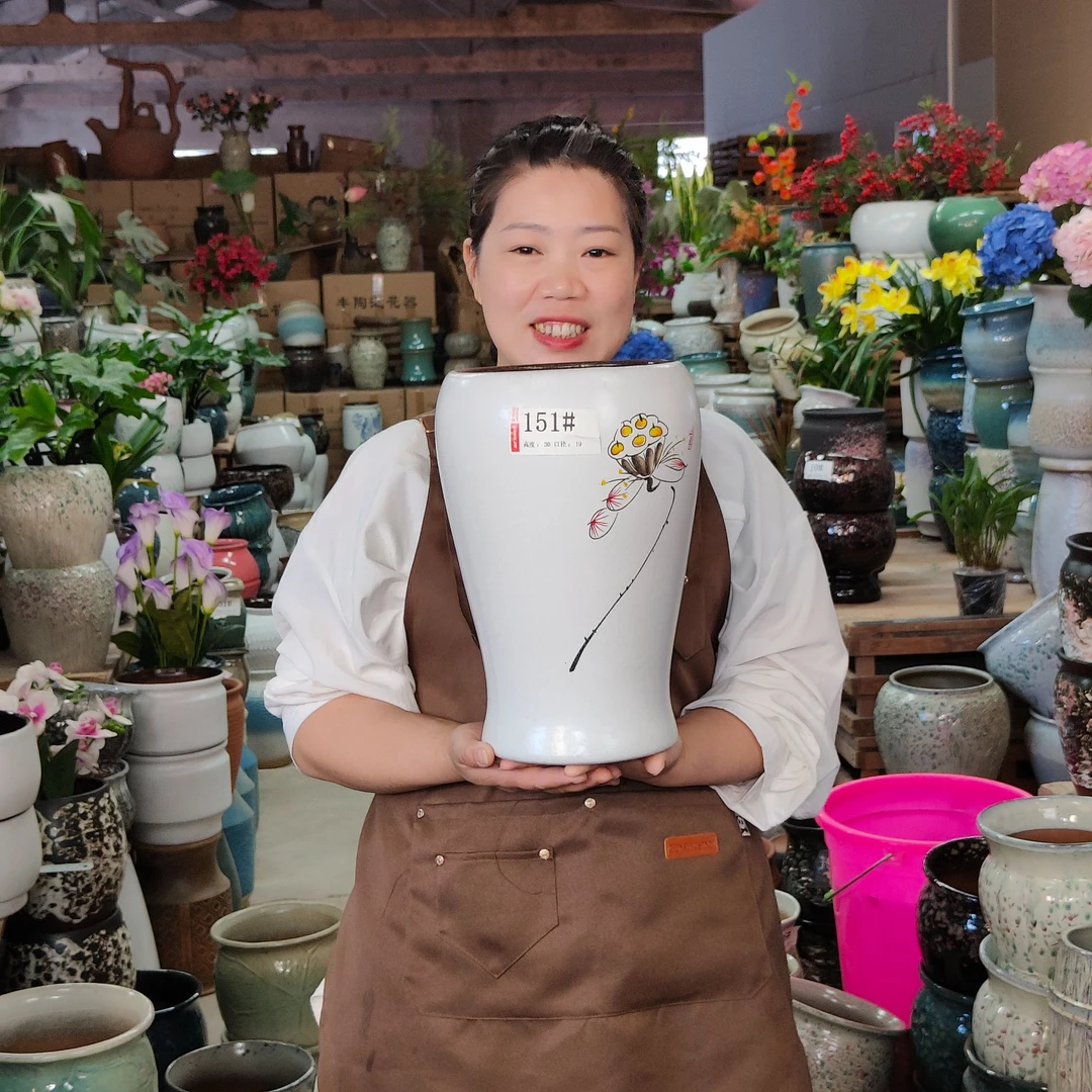 151#宜兴紫砂 粗陶陶罐 紫砂罐 景观  三角梅盆高度30cm 口径19cm