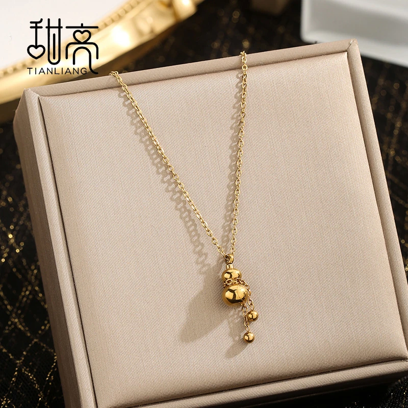 甜亮 钛钢项链 简约不掉色锁骨链葫芦首饰女款小众网红项链饰品女