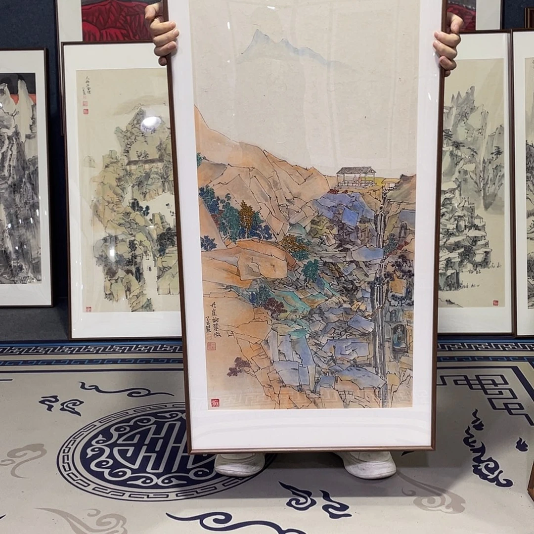 国画手绘画作品带框60/120