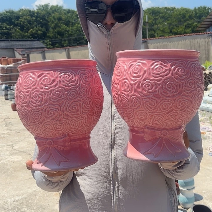粉玫瑰两个口径18高度23