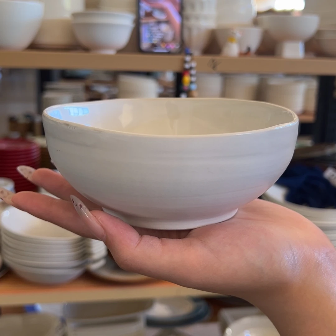 新骨瓷30微瑕5.25寸碧波灰色米饭碗
