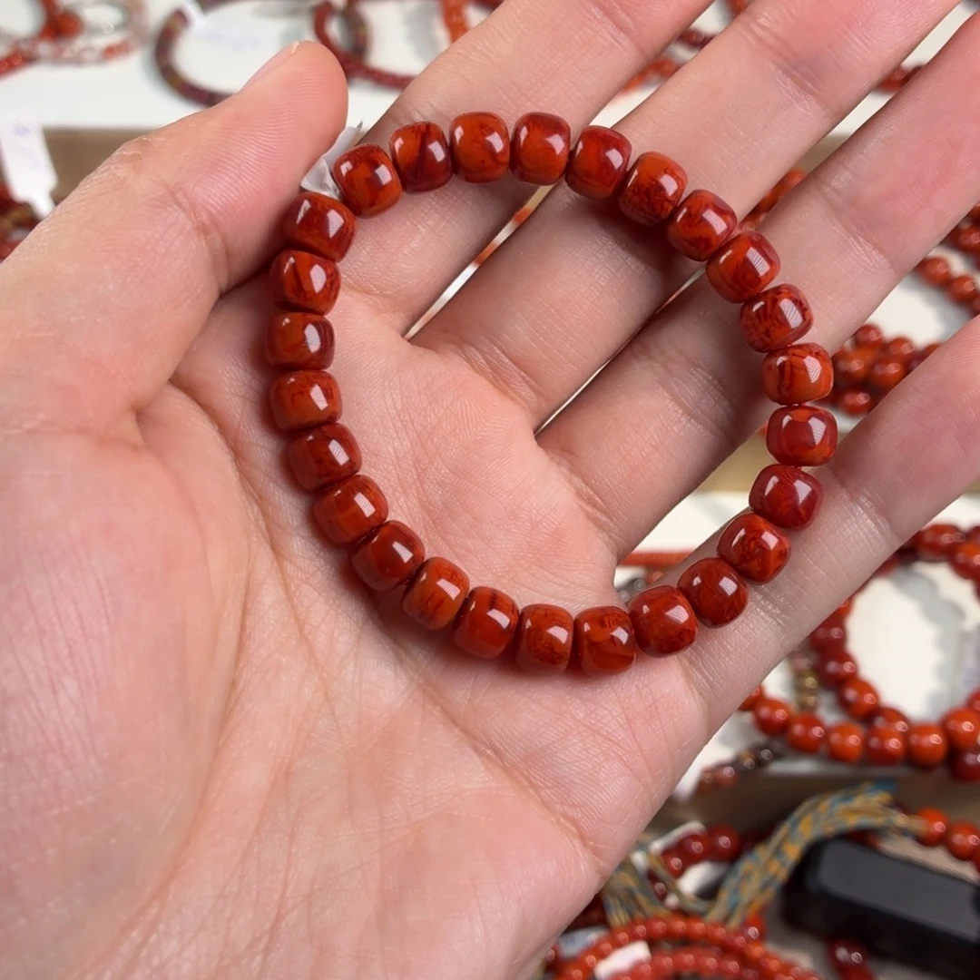 南红玛瑙未镶嵌手链火焰全品玫锦满肉19g