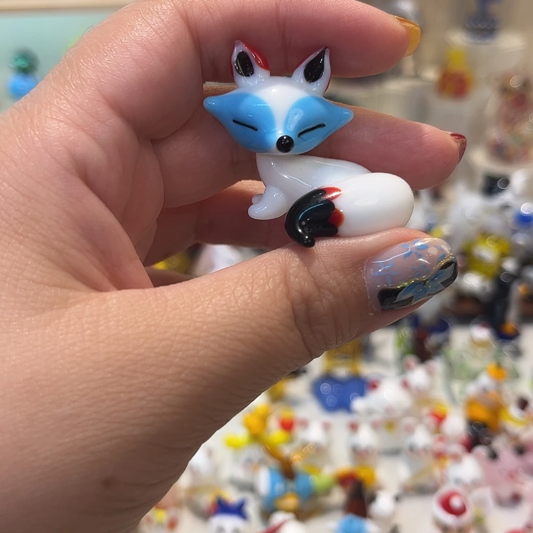 藍***雲琉璃手工艺品狐狸