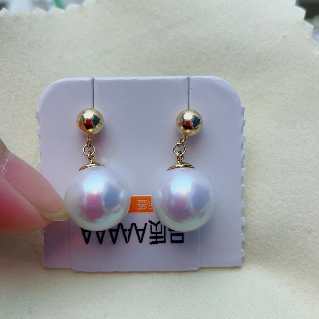 银S925镶嵌淡水珍珠耳饰w37