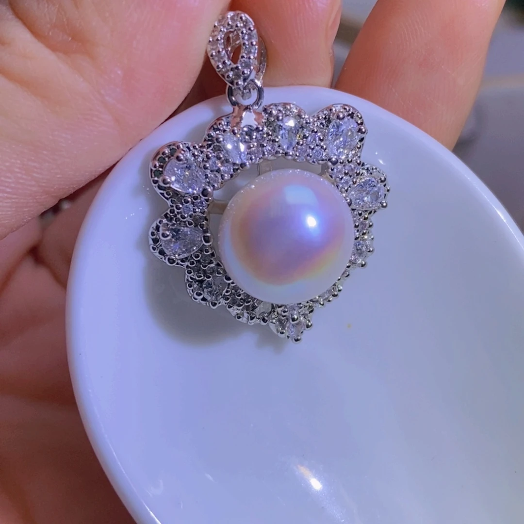 银S925镶嵌淡水珍珠天然淡水珍珠