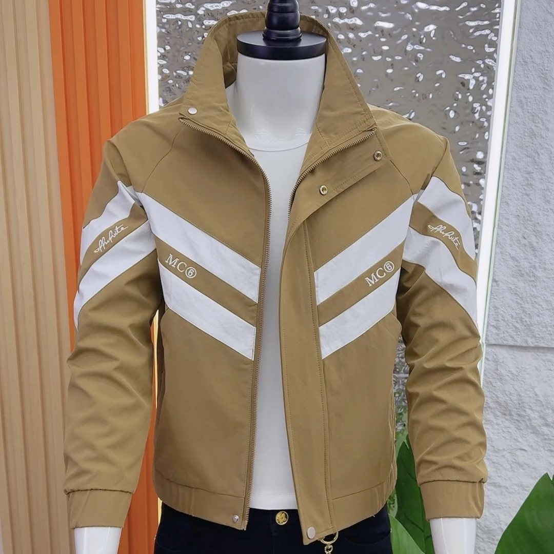 春秋新款轻奢气质修身外套青年男士轻熟风休闲时尚潮流帅立领夹克