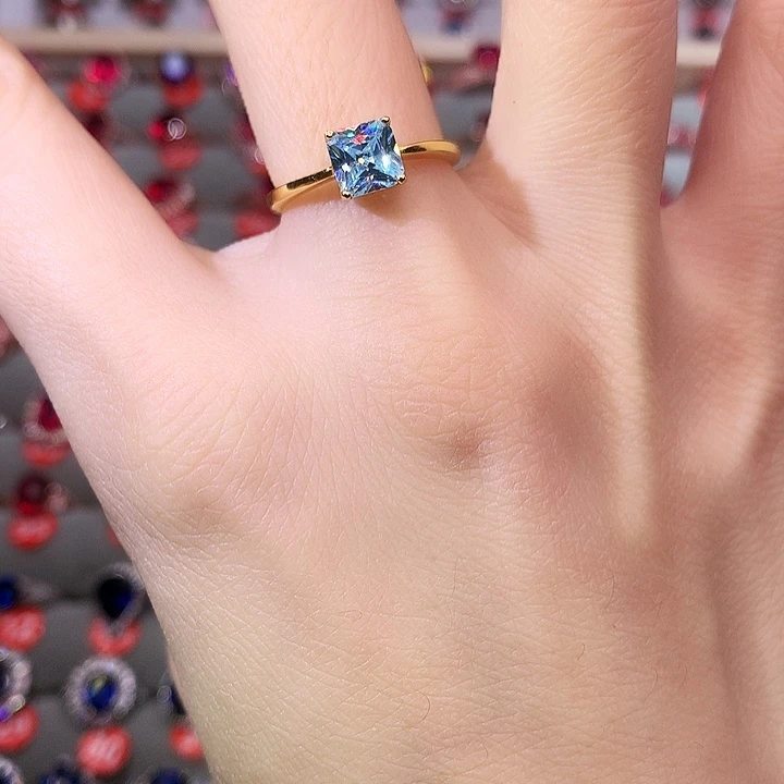 海蓝宝石戒圈银S925镶嵌