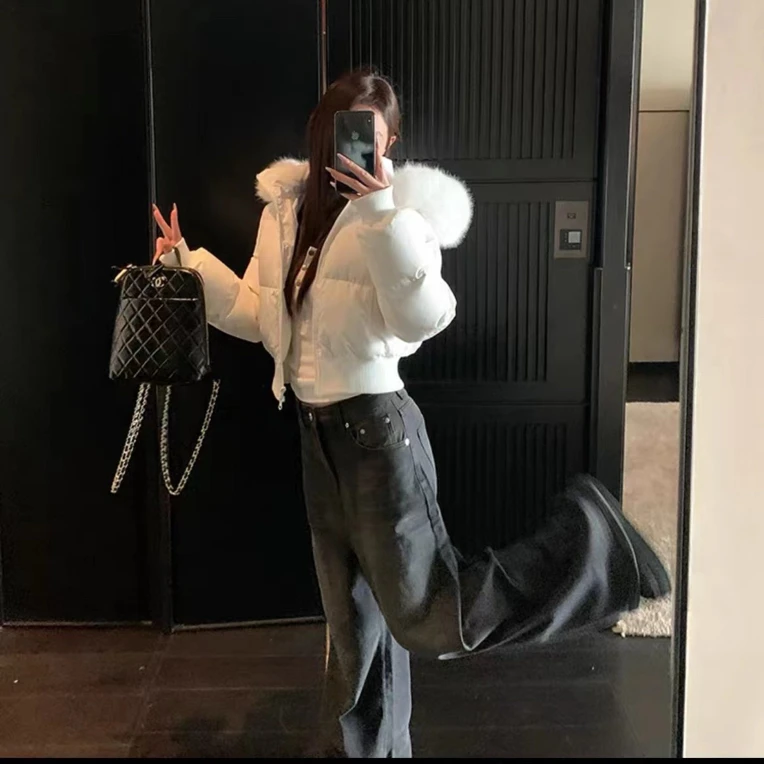 2025 肯豆款小蛮腰羽绒服加狐狸毛羽绒服外套