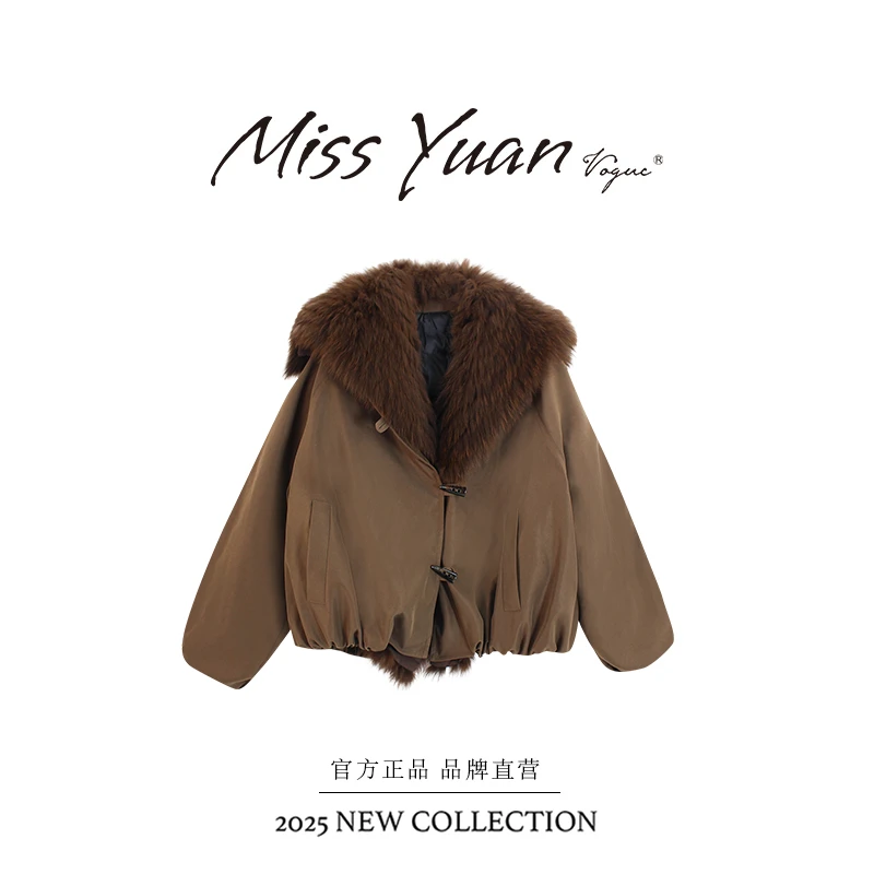 M.Y媛总 【摩卡】冬季新款狐狸毛领羽绒加厚保暖极简风外套DX6608