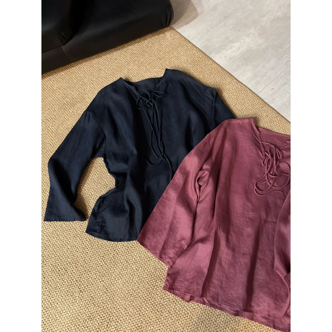 2025夏款新品【100%苎麻设计感 前系绳麻上衣】