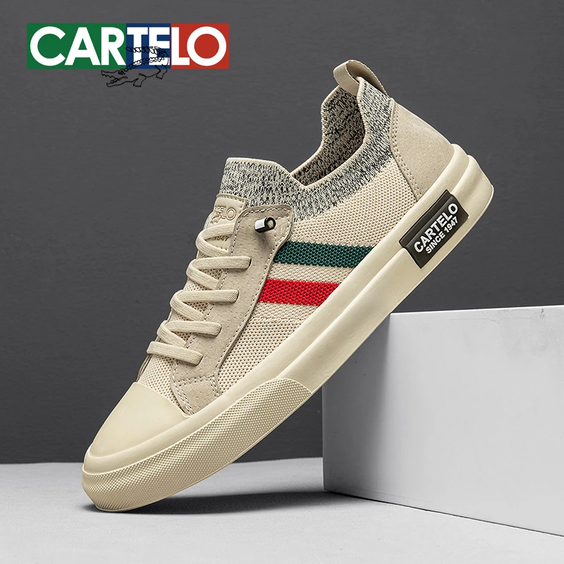 卡帝乐鳄鱼休闲男鞋2025新款潮流百搭飞织软底板鞋白透气潮鞋男