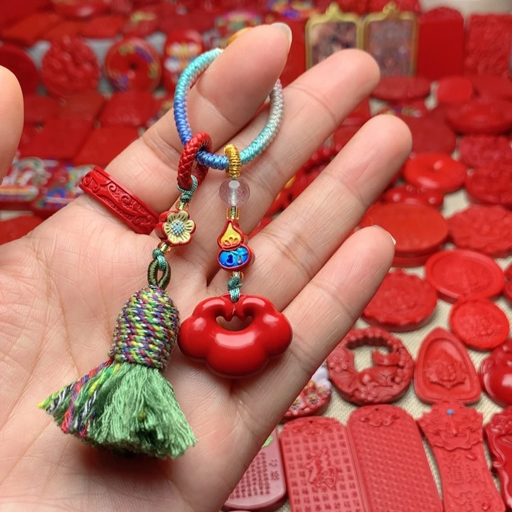 天然辰砂工艺品朱砂钥匙扣包包挂