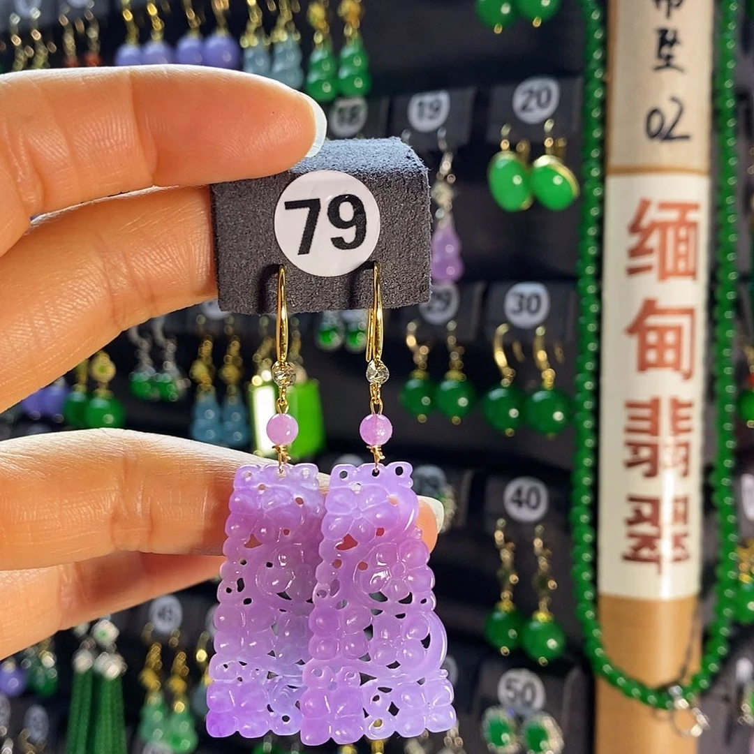 银S925镶嵌翡翠耳饰79