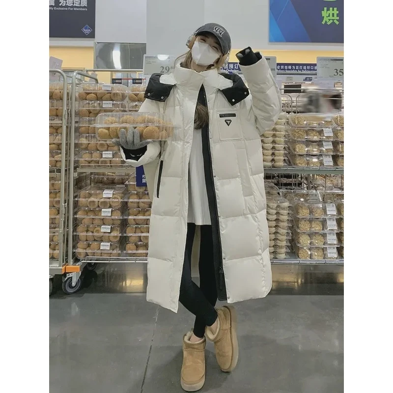 90长款羽绒服女撞色加厚百搭韩版时尚 8869