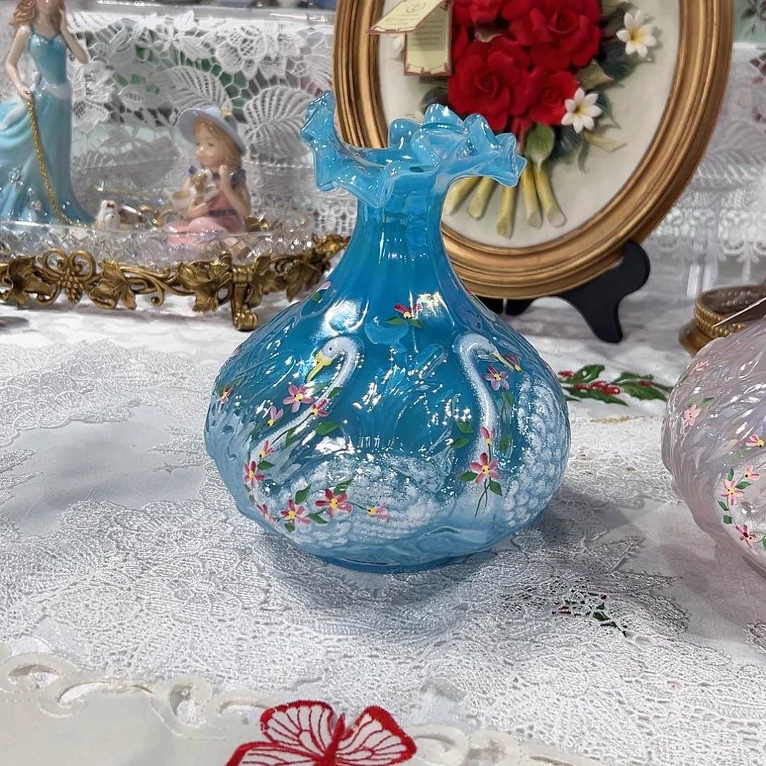 陶瓷0127福利蓝色天鹅花瓶