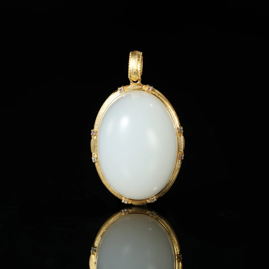 星辰/18K金白玉吊坠