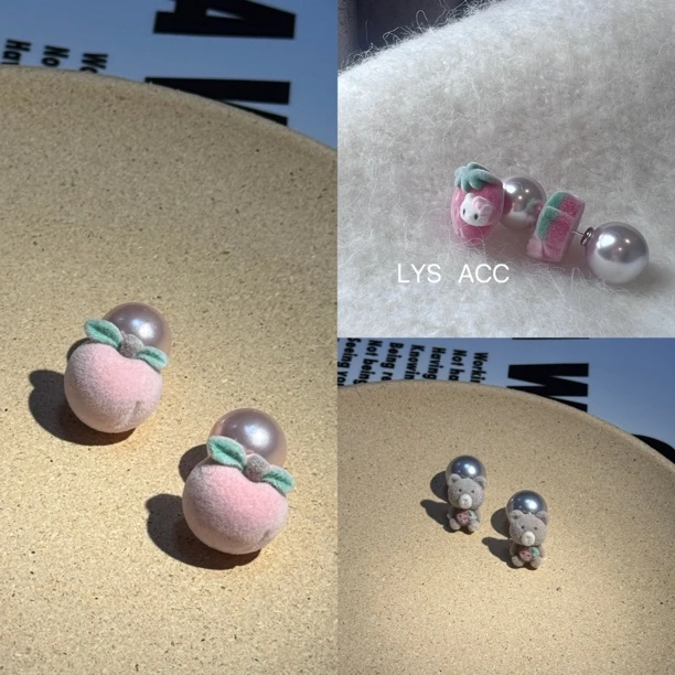 铜合金布艺耳饰 铜合金饰品绒绒耳钉