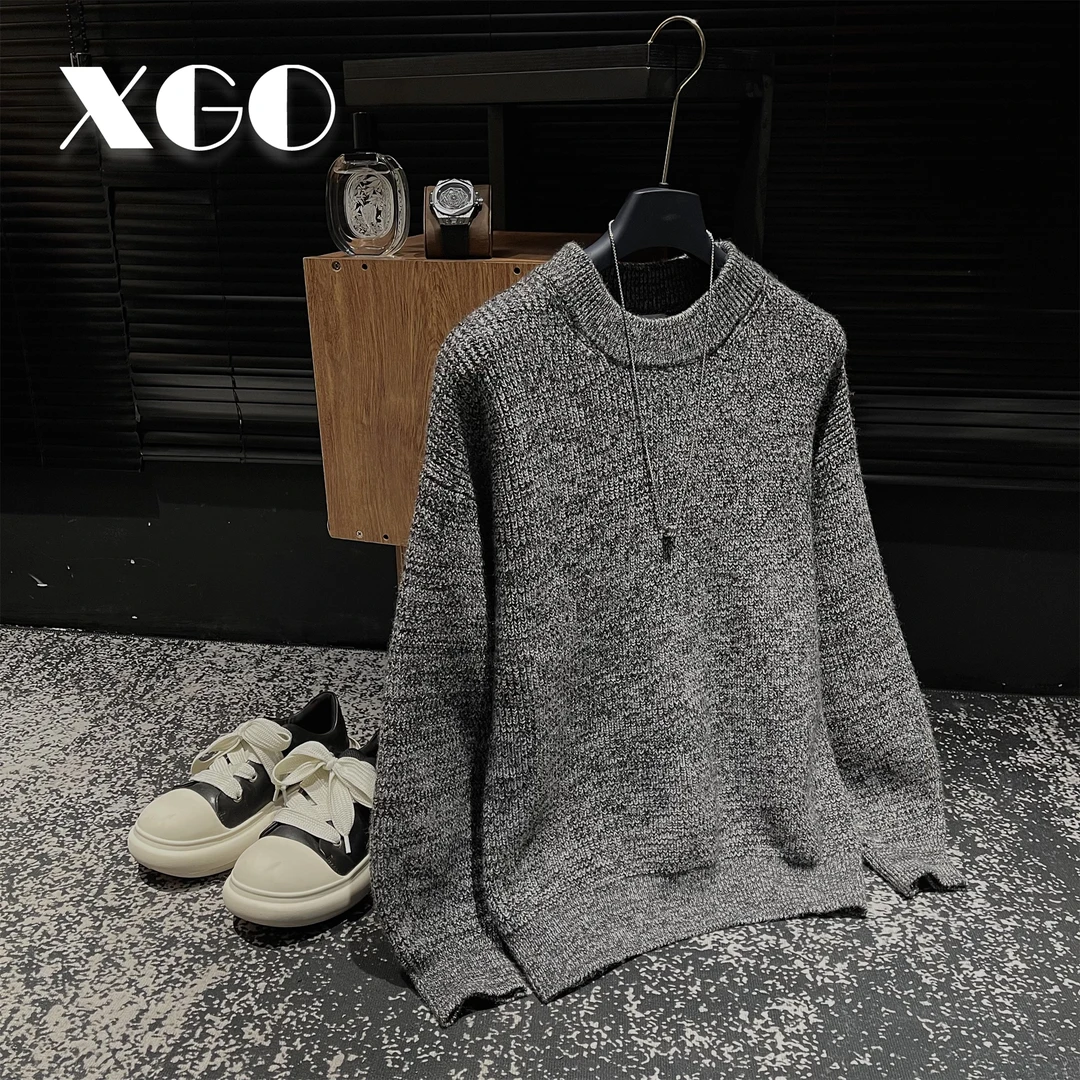 【XGORAD】冬季高定重磅加厚保暖纯色编织工艺休闲单穿套头针织毛衣