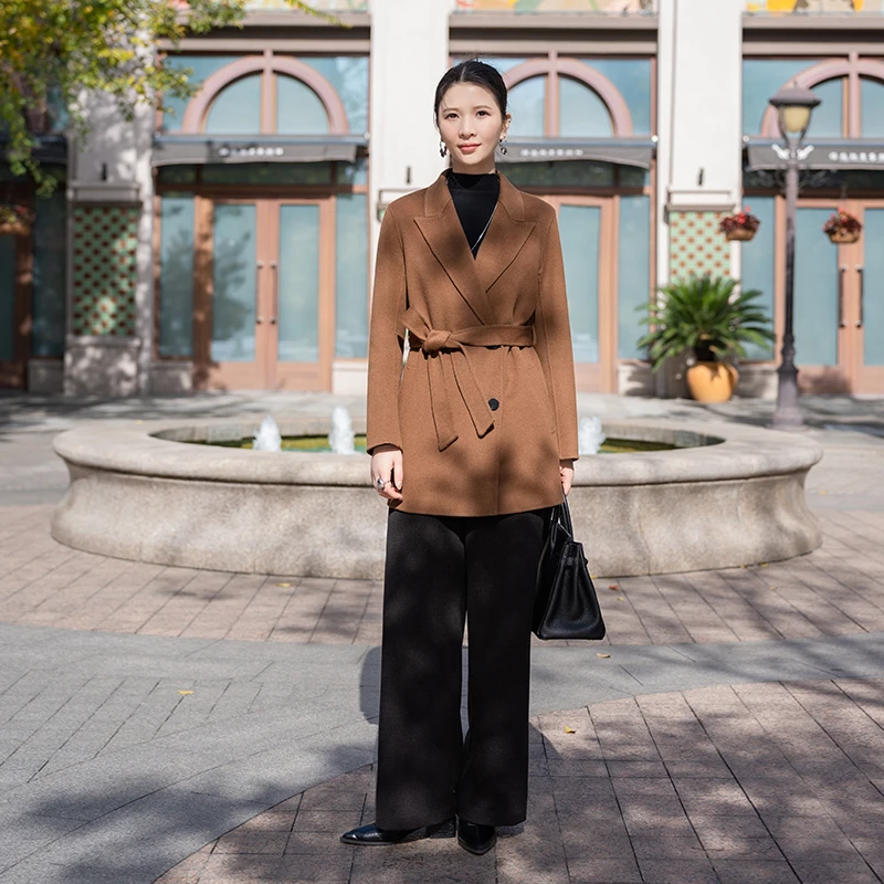 A77 朗zi系列【软黄金&15山羊绒】秋冬时尚百搭气质短款羊绒外套