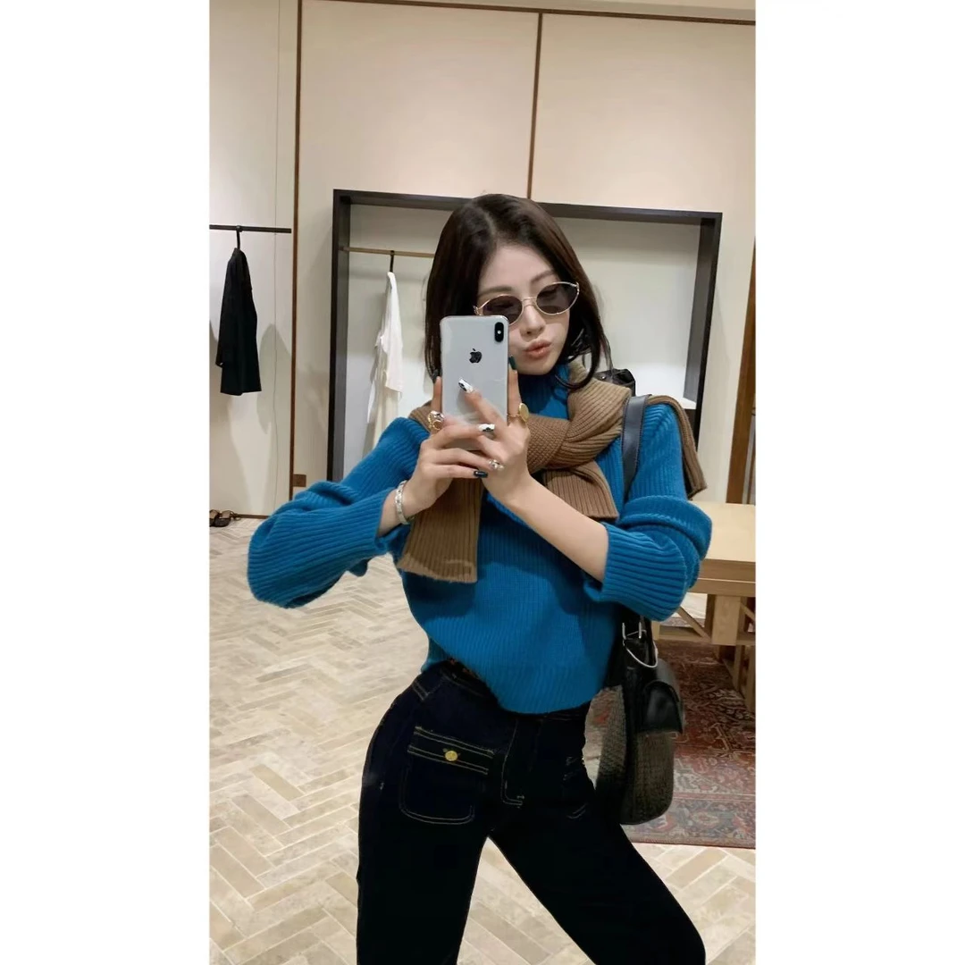 曼曼【港岛日记】复古慵懒针织高领毛衣女