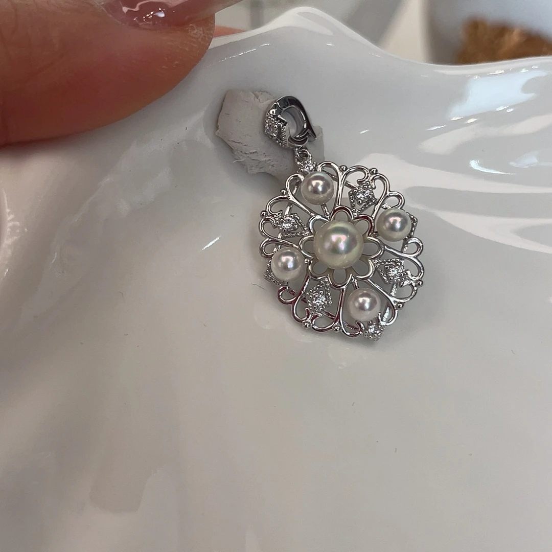 海水珍珠银S925镶嵌吊坠(不含链)