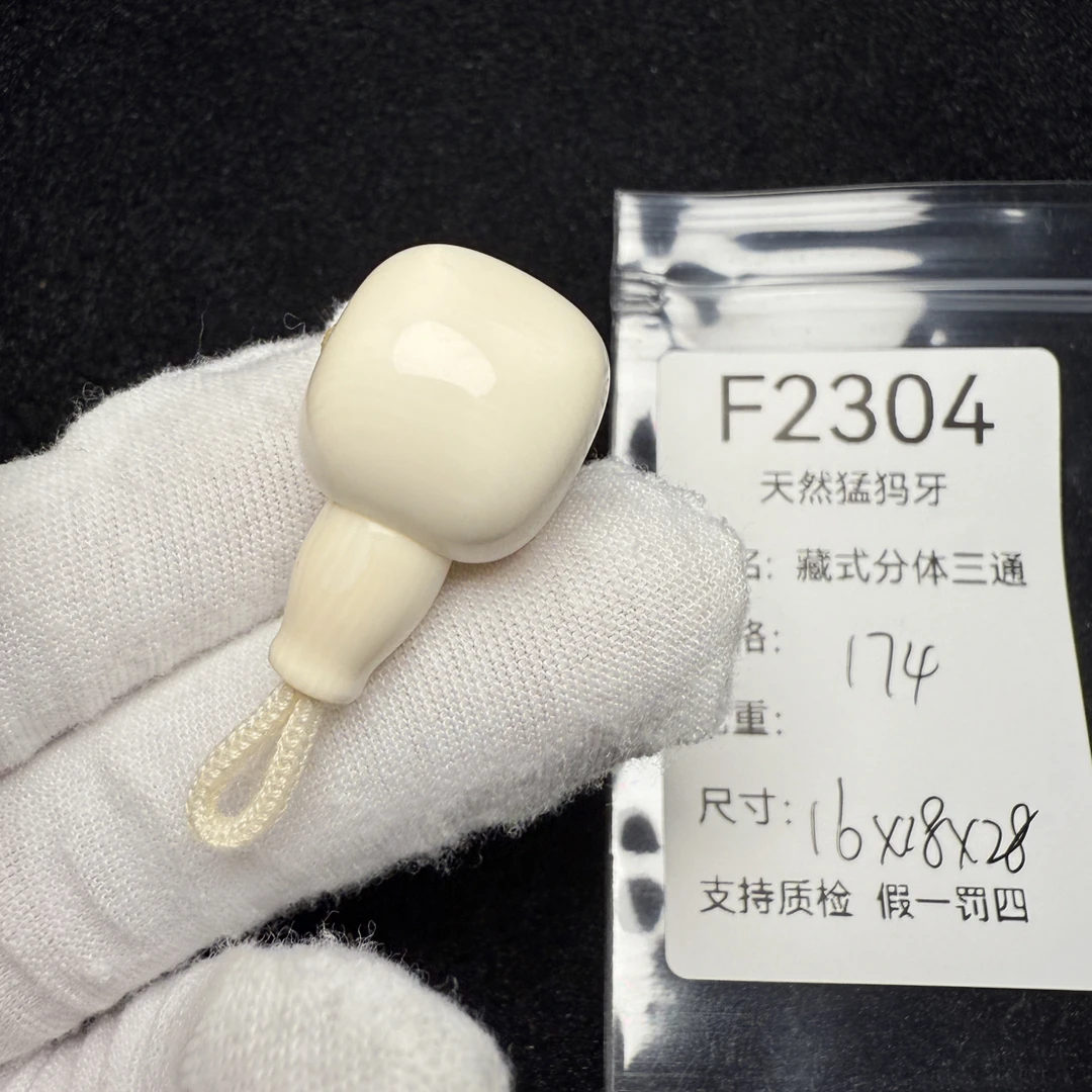 F2304天然猛犸象牙藏式分体三通胖墩分体冰料果冻料16*18*28mm