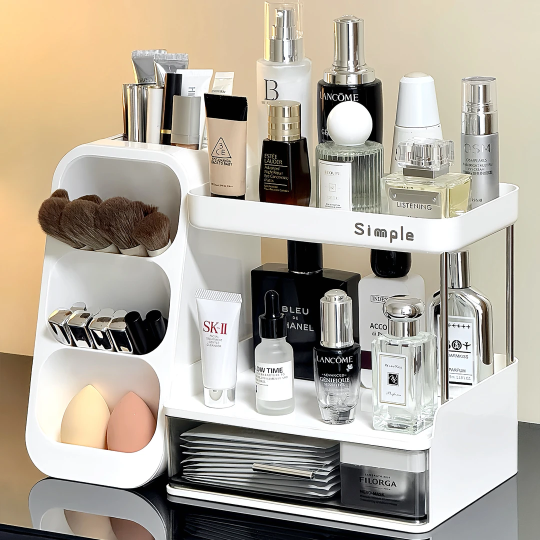 化妆品收纳盒桌面高级感台面防尘亚克力大容量收纳架抽屉式置物架