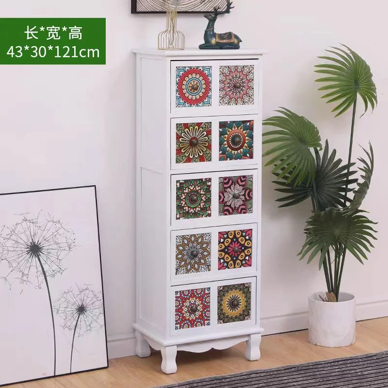 实木复古储物柜抽屉式多功能收纳柜卧室斗柜阳台多层置物柜卧室柜