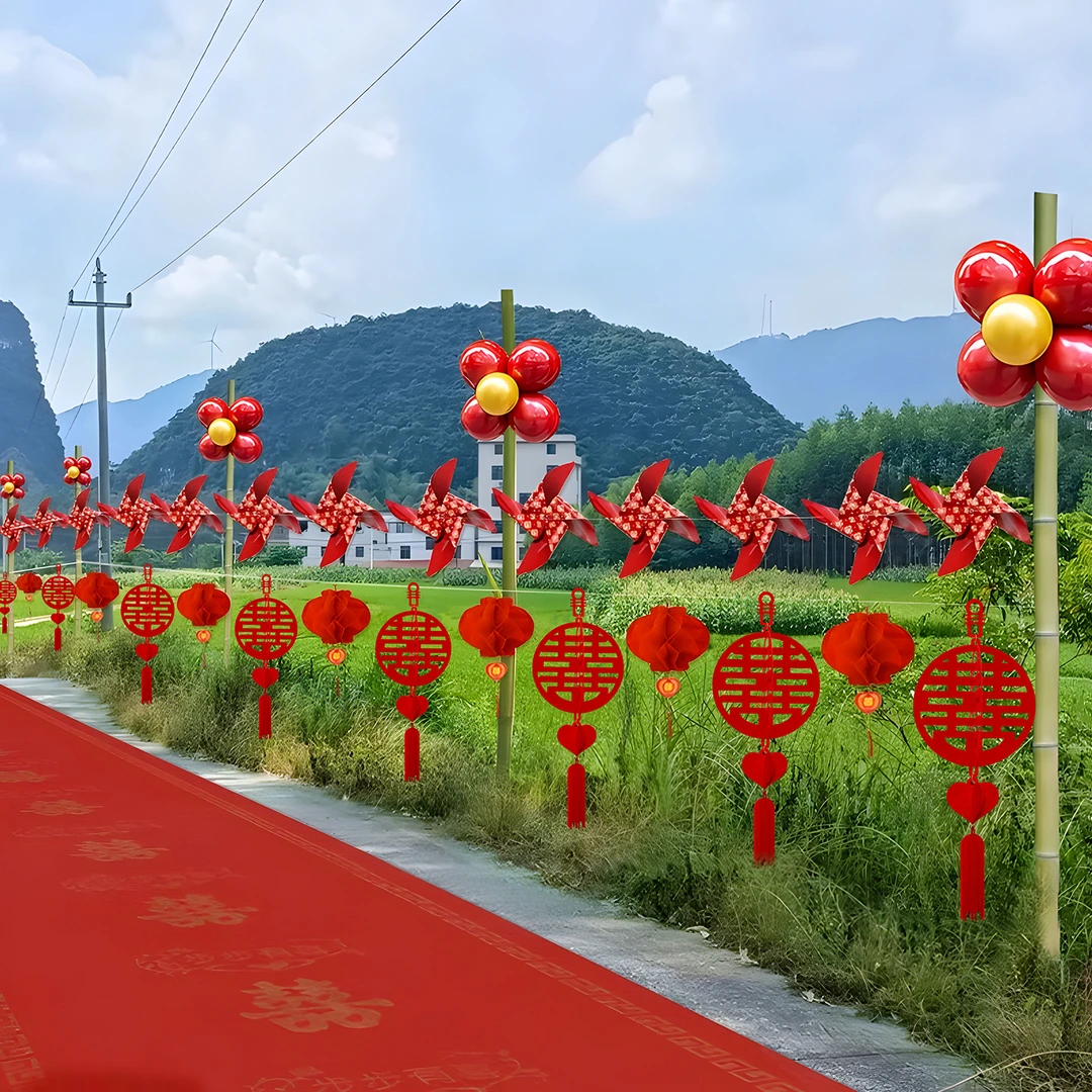 网红结婚路引场景布置装饰婚礼迎宾农村院子路边外景婚房用品大全