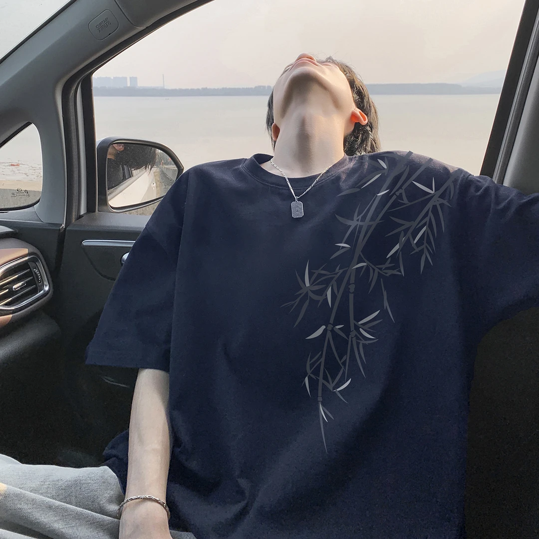 美式高街印花短袖T恤男夏季潮牌高街重磅百搭五分袖宽松休闲上衣