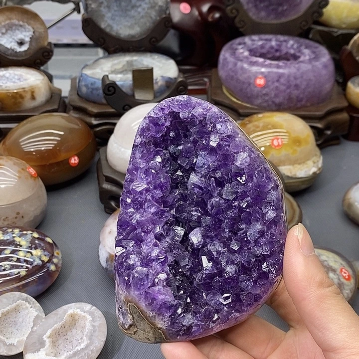 紫晶摆件未镶嵌聚宝盆