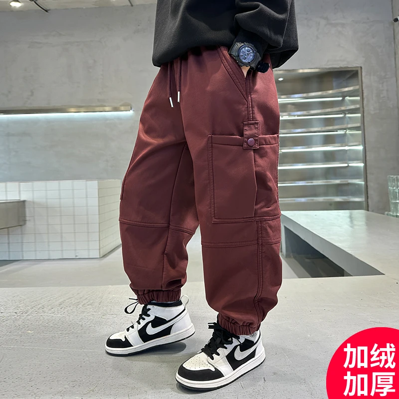 男童秋装裤子新款加绒加厚时髦中大童秋冬款工装裤潮C3122