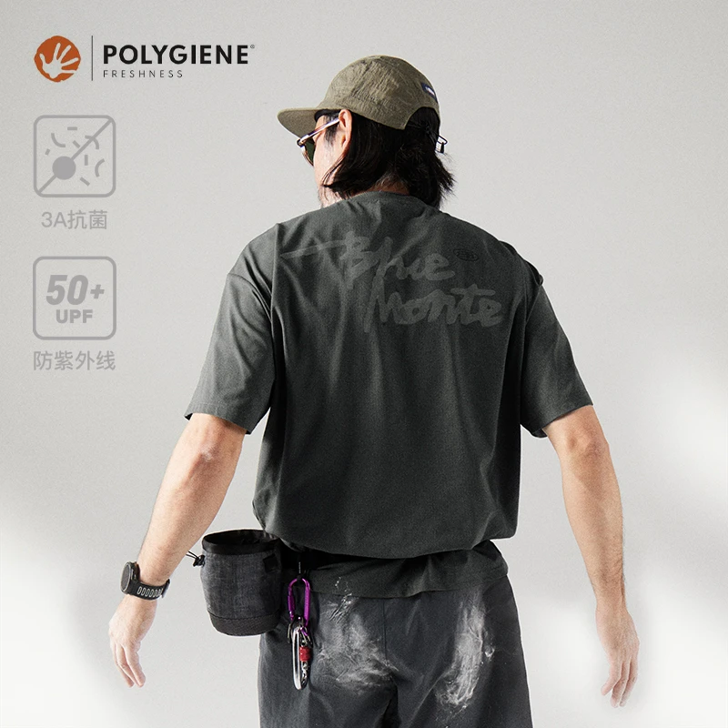 NothommeBLUE蓝岐华夫格印花T恤夏季索罗娜抗菌防紫外线短袖男