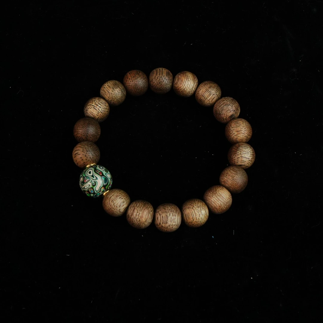 DY-A5464 东马沉香粗纹绿底8分沉手串 1.1cm 7.47g