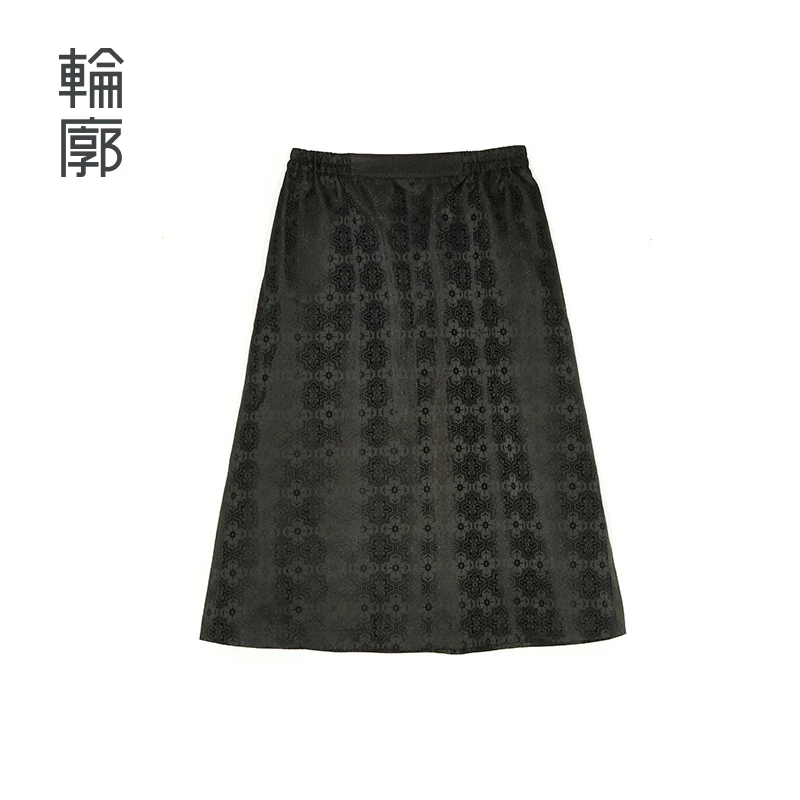 轮廓四方新中式半身裙唐风提花中式小A版显瘦老钱百搭秋L243Q008