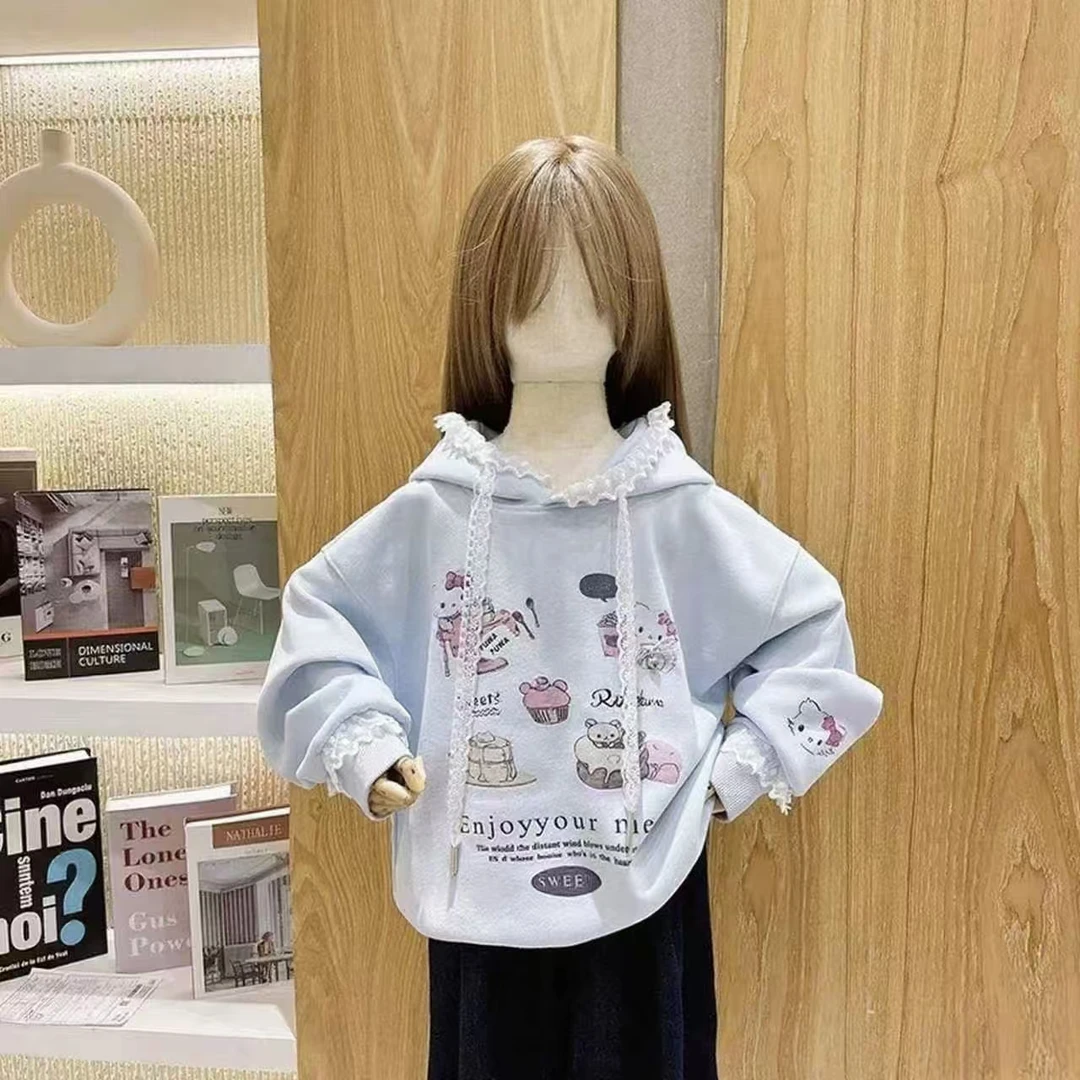 【清货】2025秋可爱蝴蝶结领带小狗女童连帽卫衣 D637 637 W B