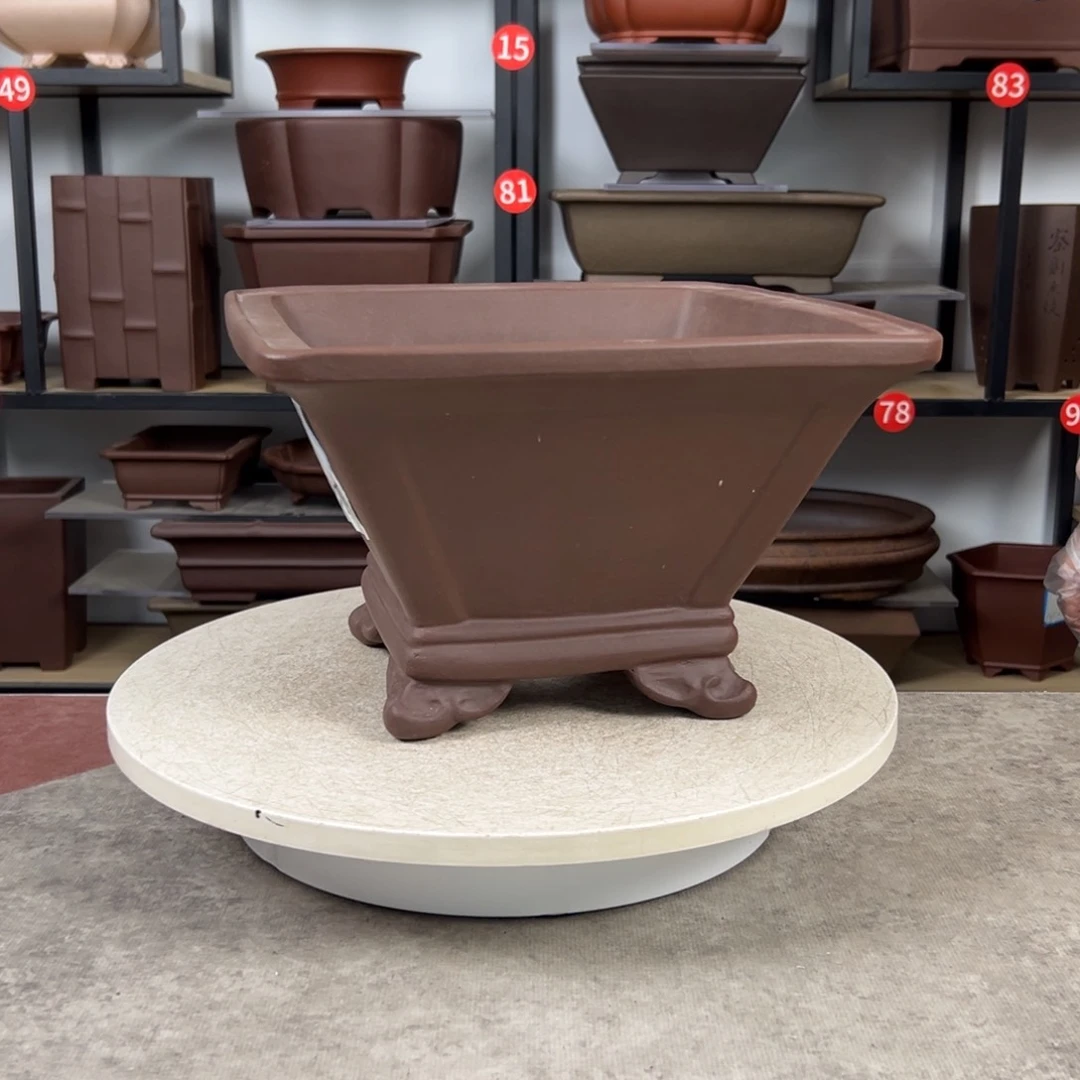 紫砂花盆内口26，内深18