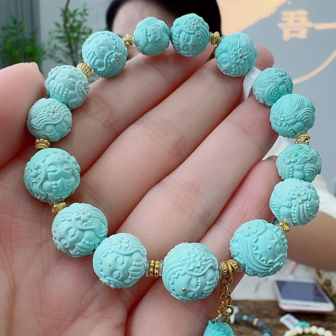 绿松石18K金镶嵌珠宝奇石