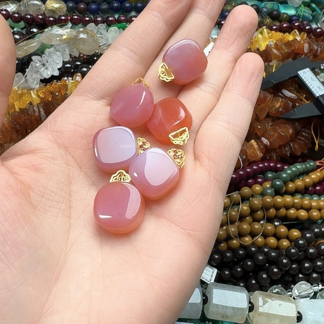 玛瑙/玉髓合金珠宝半成品一颗16mm盐源吊坠
