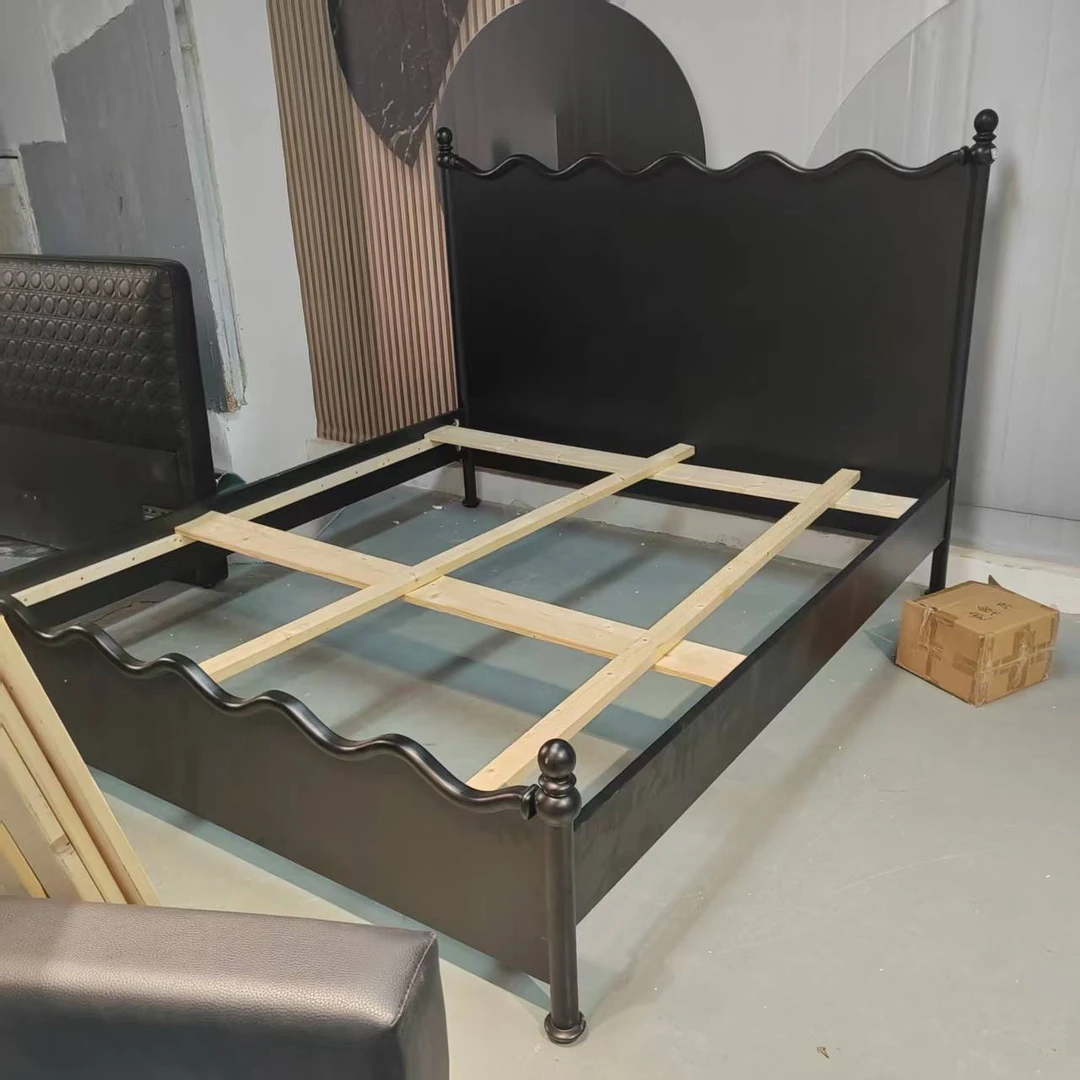 复古实木床 1.8米婚房主卧 轻奢家用简约意式大床