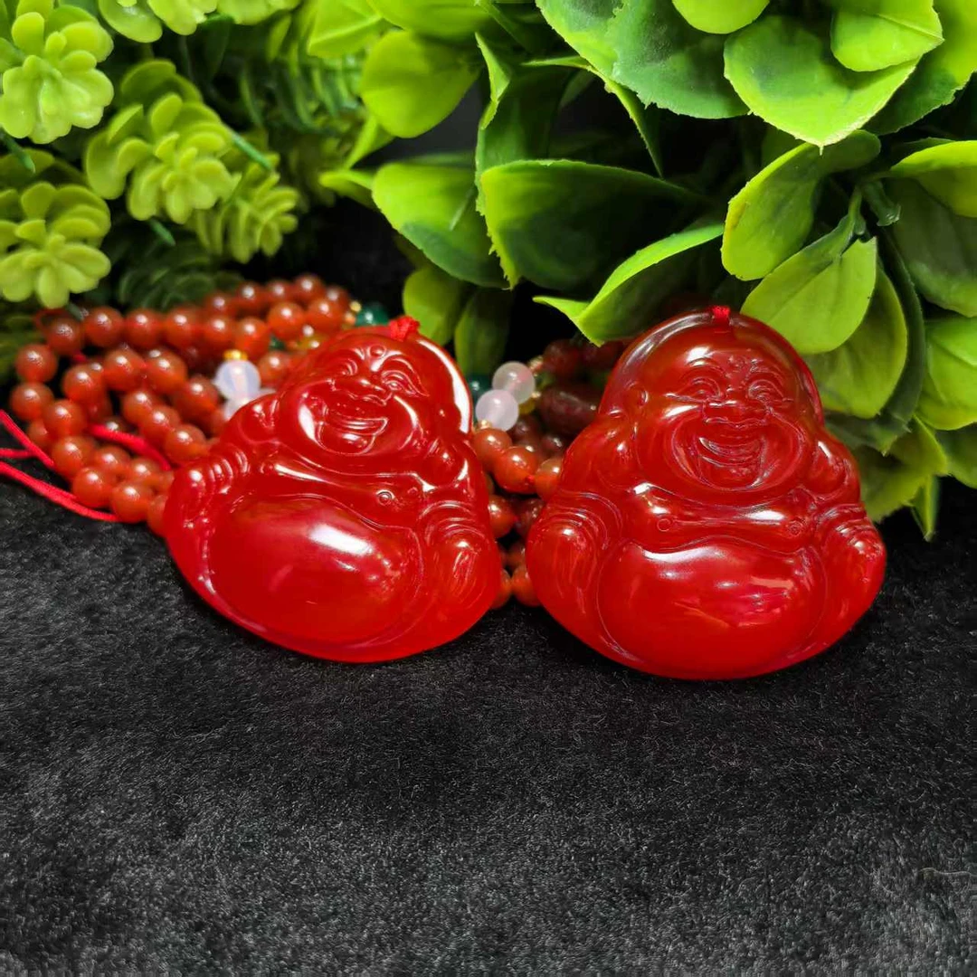 S7848赤桖金龙龙桖 玛瑙红佛公吊坠-配珠链-多样性发货只发一件