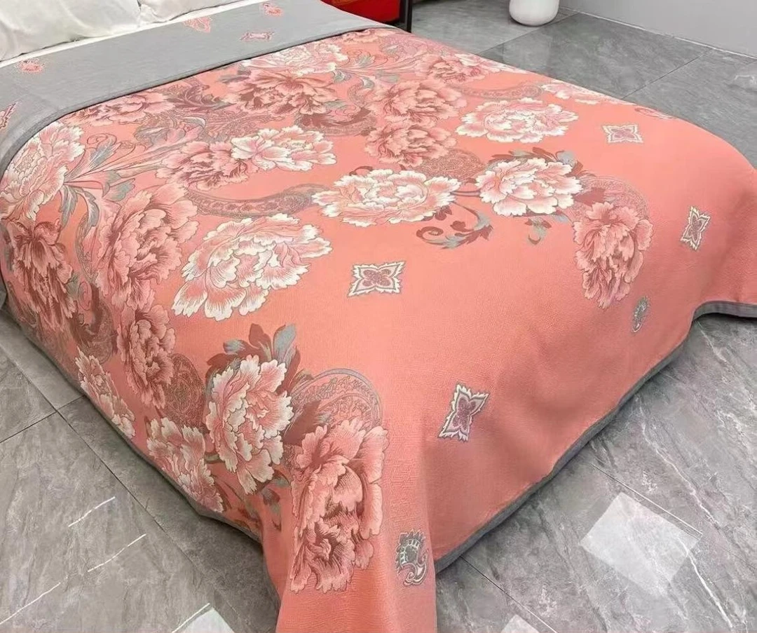 花韵粉 2.3*2.5米 微 高端床盖四季通用 加厚 四季通用毯