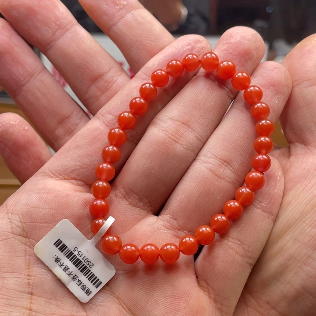 南红玛瑙单圈未镶嵌6mm➕柿子锦（瑕疵）