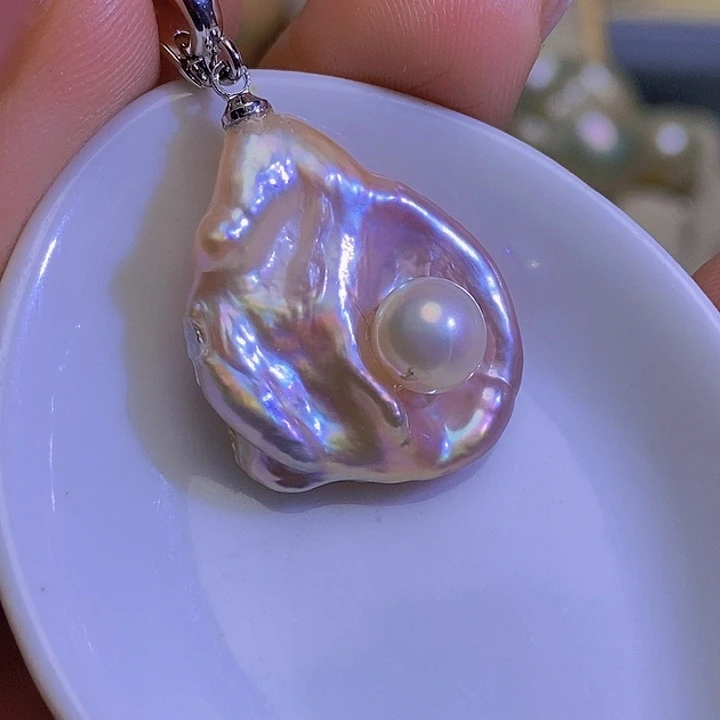 银S925镶嵌淡水珍珠薇天然珍珠