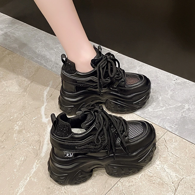 内增高女鞋2025新款爆款百搭夏季小个子厚底松糕小白鞋女网面透气