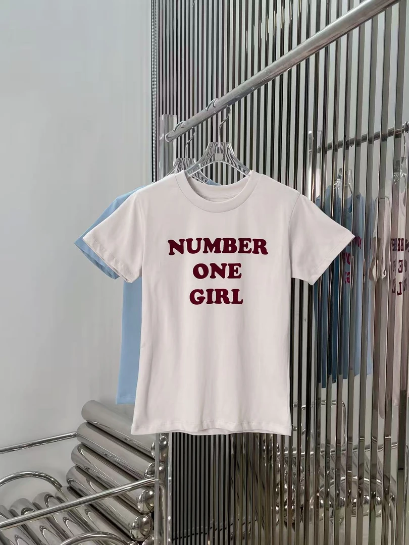 Rosé同款  字母植绒印花圆领短袖 朴彩英周边T恤