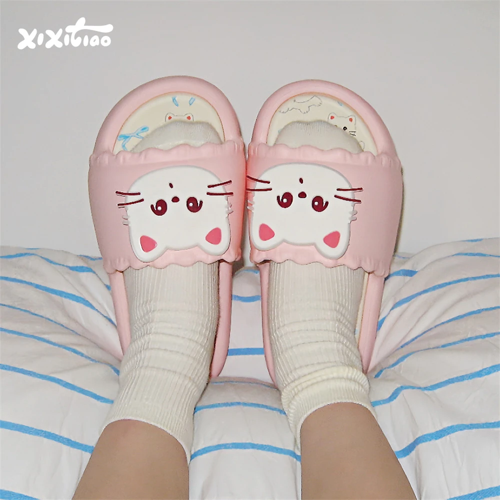 细细条 可爱小猫咪拖鞋女士夏天居家防滑外穿百搭网红蝴蝶结凉拖