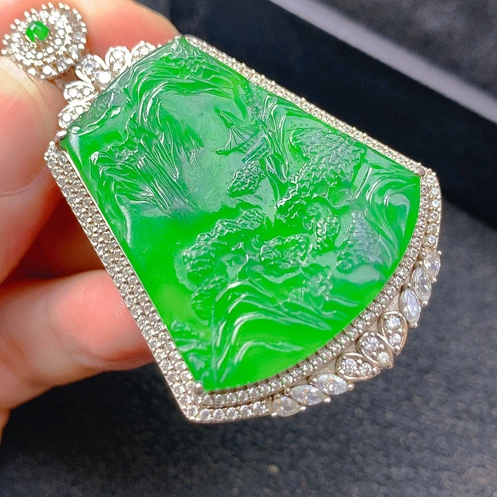 翡翠银S925镶嵌颈饰